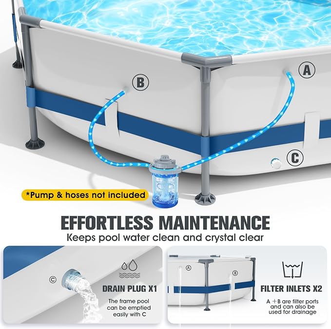 Above Ground Pool,10ft x 30in Frame Deep Swimming Pool-Deep Blue | Family Pool,Large Above Ground Pool Easy Set,1200 Gallon Pool,Outdoor Backyard Pool for Kids,Adults,Pump Not Included