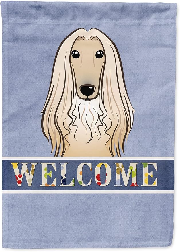 Caroline's Treasures BB1430GF Afghan Hound Welcome Garden Flag, Blue Mailbox Flag Decorative Yard Flag Banner Outside Patio Artwork Yard Flower Beds, Garden Size, Multicolor