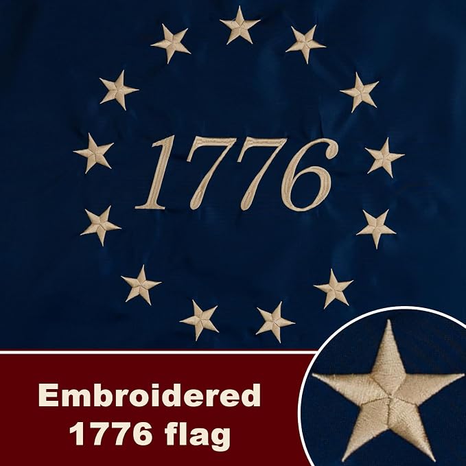 Bradford Vintage 1776 Flag 3x5 ft for Outside, Tea Stained 1776 American Betsy Ross Flag 250 Anniversary Aged Looking for 4th of July Old Bennington USA US 76 Flag with 2 Brass Grommets