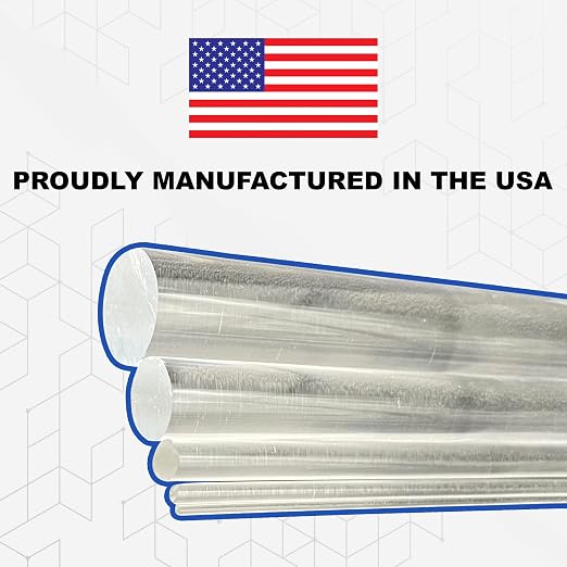 Duco USA-Made 3/16" Clear Acrylic Rods - 12 Pack of 12 Inch Plastic Dowel Rods for Crafts, Cake Topper Sticks, DIY Models, Acrylic Poles, Plant Stakes - Shatter-Resistant Clear Plexiglass Rods