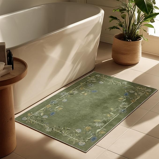 2x3 Small Area Rugs for Entryway: Machine Washable Door Mat Indoor Entrance Stain Resistant Non Slip Rubber Backed Low Pile Soft Throw Rugs for Bedroom Kitchen Front Door Indoor Entrance Foyer Entry