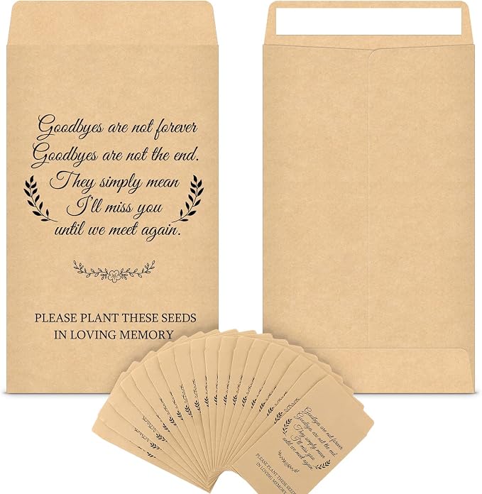 Fumete 120 Pack Memorial Seed Packets Bulk Memorial Day Coin Envelopes Kraft Small Celebration of Life Funeral Favors for Guests Veterans Day Sentimental Funeral Service Gift, 3.9 x 2.4 Inch