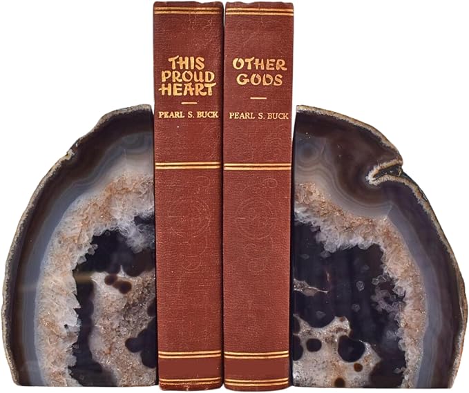 Nature's Decorations Natural Agate Bookends - A-Quality Small Heavy Duty Geode, Earth Tone & Neutral Decor, Unique Crystal Gift, 1 Pair (2-3 lbs)