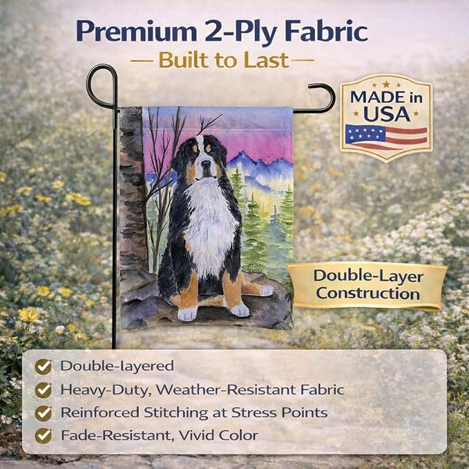 Caroline's Treasures SS8336GF Bernese Mountain Dog Garden Flag Mailbox Flag Decorative Yard Flag Banner Outside Patio Artwork Yard Flower Beds, Garden Size, Multicolor