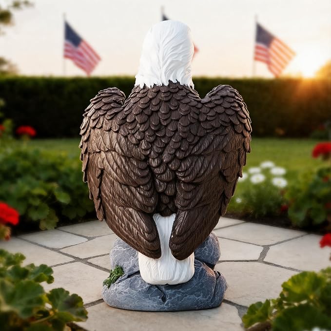 YDKOJGW 250 Anniversary USA Bald Eagle Garden Statue,Solar Garden Outdoor Statues Bald Eagle with Light, Lawn Decor Statue for Patio, Balcony, Yard Ornament,Home Decor Gift for Men Father