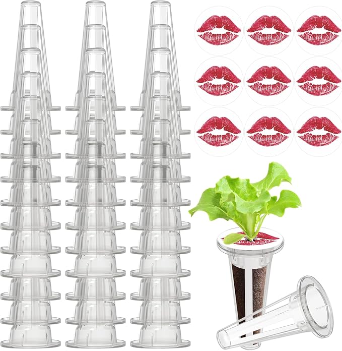 50pk Hydroponics Grow Baskets w/ 50 Labels for Most Systems | Compatible with Aero Garden, Hydroponic Replacement Accessories