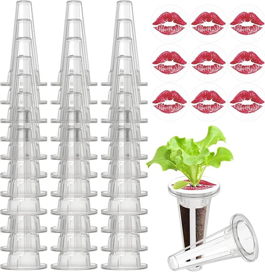 50pk Hydroponics Grow Baskets w/ 50 Labels for Most Systems | Compatible with Aero Garden, Hydroponic Replacement Accessories