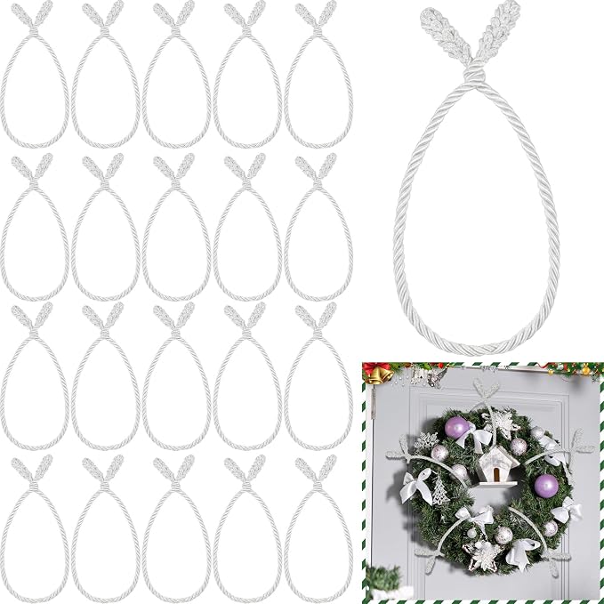 Zhengmy 20 Pcs 25 Inch Extra Long Christmas Garland Ties Christmas Decorative Twist Ties for Banister Reusable Flexible Twist for Holiday Xmas Home Decorations Craft Wrapping (White)