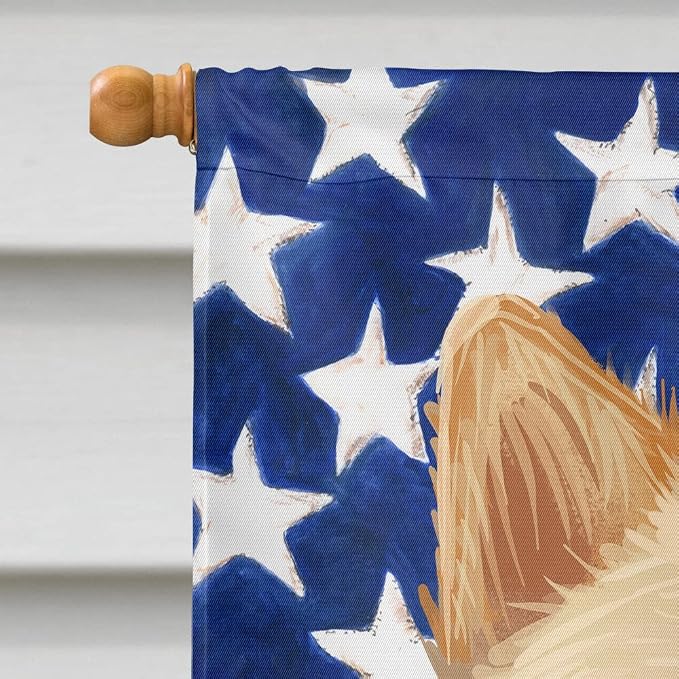 Caroline's Treasures CK6560CHF Hokkaido Dog American Flag House Flag Large Porch Sleeve Pole Decorative Outside Yard Banner Artwork Wall Hanging, Polyester, House Size, Multicolor