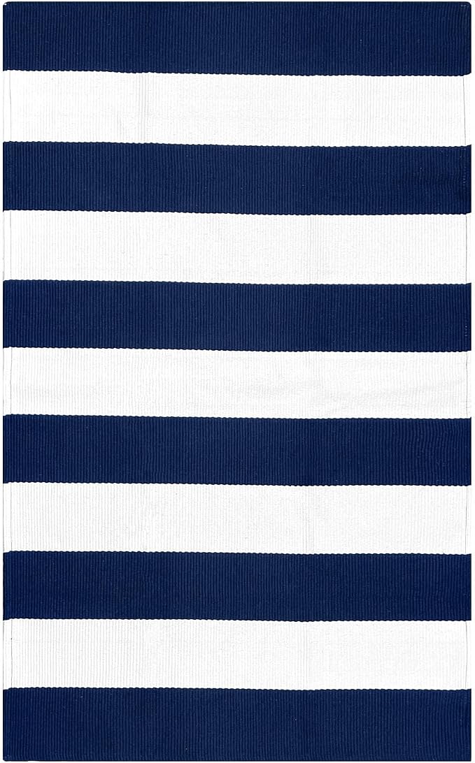 IOHOUZE Navy White Striped Rug -3x5 Front Door Mats Outdoor,Washable Rug for Front Porch Decor,Spring Summer Welcome Mats Outdoor Indoor, Doormat for Farmhouse/Entryway/Home Entrance
