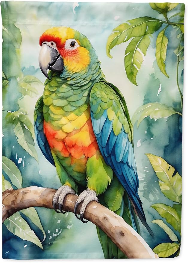 Caroline's Treasures Amazon Parrot Garden Flag Mailbox Flag Decorative Yard Flag Banner Outside Patio Artwork Yard Flower Beds, Garden Size, Multicolor