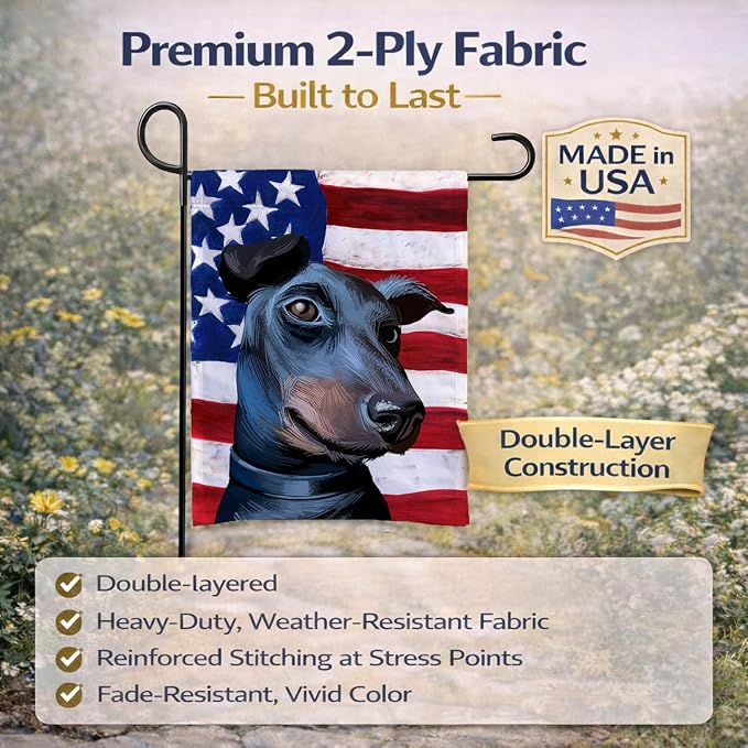 Caroline's Treasures CK6613GF Manchester Terrier American Flag Garden Flag Mailbox Flag Decorative Yard Flag Banner Outside Patio Artwork Yard Flower Beds, Garden Size, Multicolor