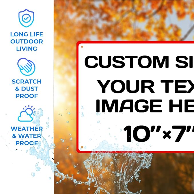 Aluminum Weatherproof Metal Sign - Multiple Sizes Custom Personalized Text and Picture, Traffic Regulation Horizontal Street, Hazard, Garden, Door, Customised Business