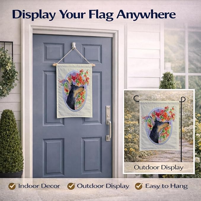 Caroline's Treasures SS8044GF Doberman Garden Flag Mailbox Flag Decorative Yard Flag Banner Outside Patio Artwork Yard Flower Beds, Garden Size, Multicolor
