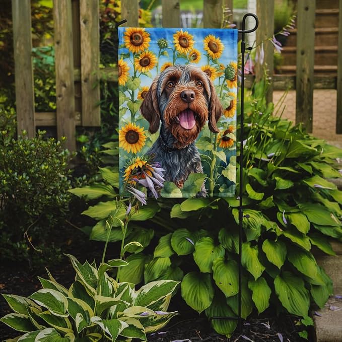 Caroline's Treasures DAC6177GF Wirehaired Pointing Griffon in Sunflowers Garden Flag Mailbox Flag Decorative Yard Flag Banner Outside Patio Artwork Yard Flower Beds, Garden Size, Multicolor