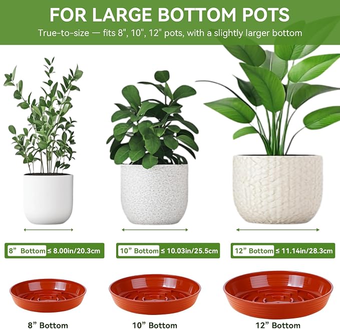 15 Pack Plant Trays for Pots 1.5" Deep Plant Saucers, Heavy Duty 8" 10" 12 inch Plant Tray Bulk Thickened Plant Plates to Catch Water, Durable Plant Saucer Flower Pot Accessories