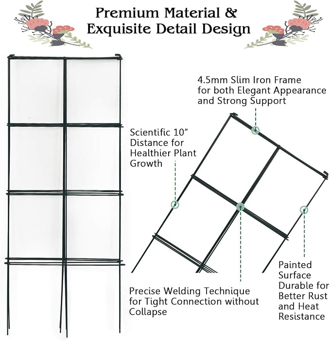 Giantex Pack of 4 Plant Cage Support, Tomato Stakes and Cages, Metal Supports for Potted Plant, 39'' Height Flower Trellis (16''Lx 16''Wx 39''H (4 Pieces))