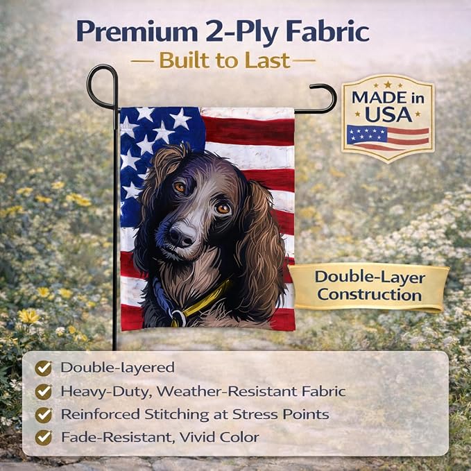 Caroline's Treasures CK6685GF Saint-Usuge Spaniel Dog American Flag Garden Flag Mailbox Flag Decorative Yard Flag Banner Outside Patio Artwork Yard Flower Beds, Garden Size, Multicolor