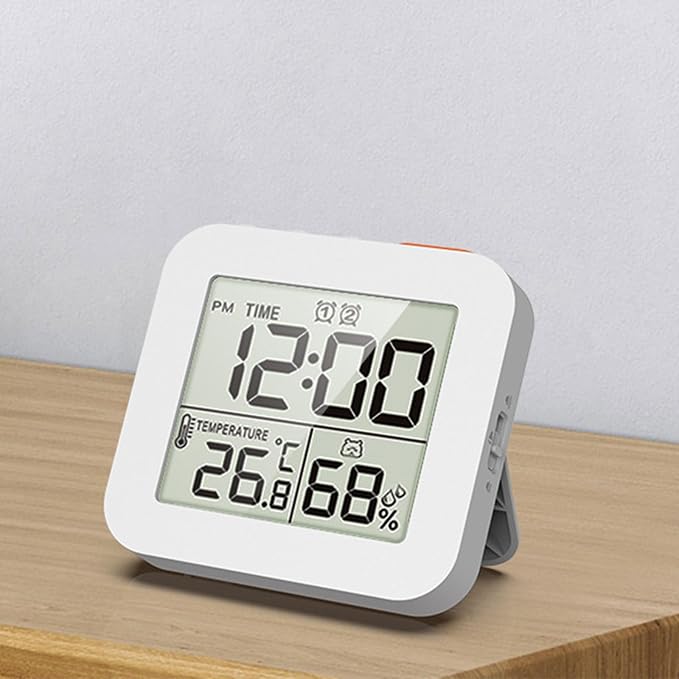 Digital Timer Shower Clock with Alarm, Bathroom Kitchen Wall Clock, White