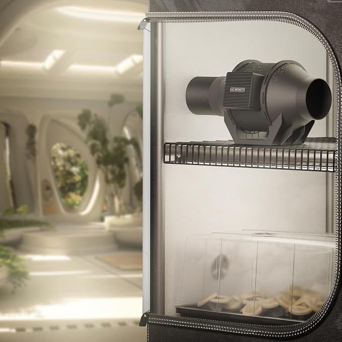 AC Infinity CLOUDLINE H4, Quiet 4” Inline Duct Fan with Speed Controller. | Humidity Proof IP65-Rated Ventilation Exhaust Fan in Grow Tents, Mushroom Fruiting Chambers for Propagation and Fungiculture
