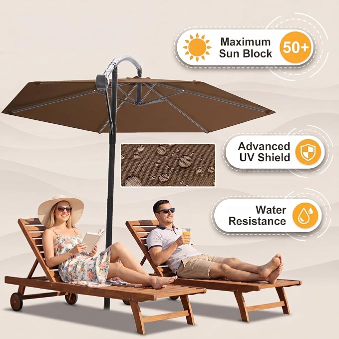 Greesum 10FT Cantilever Offset Patio Umbrella, Outdoor Umbrella for Yard, Market, Heavy-Duty Waterproof Pool Umbrella with 6 Sturdy Ribs, UV Protection for Beach, Deck, Garden, Backyard