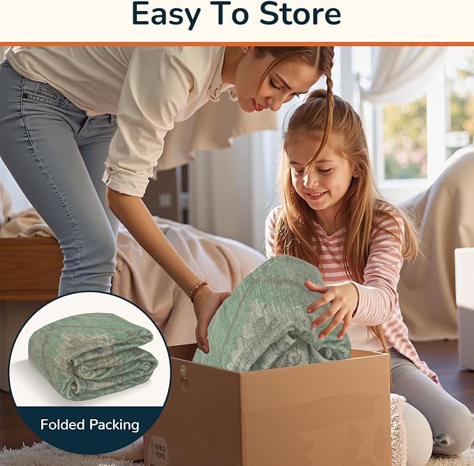 8'x10' Washable Area Rug for Living Room Bedroom Sage Green | Soft Western No Slip Low Pile Print Foldable Indoor for Kitchen Dining Room