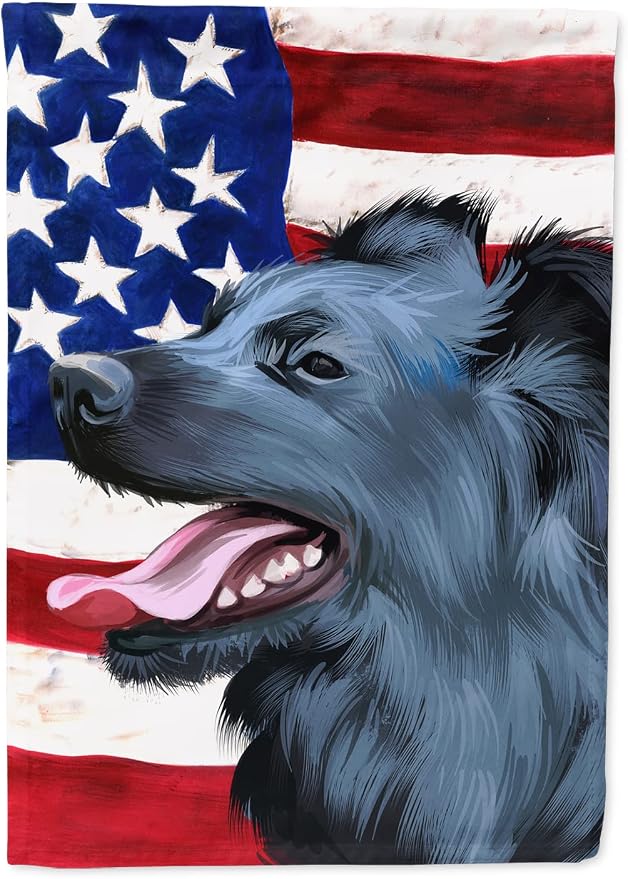 Caroline's Treasures CK6497CHF Croatian Sheepdog Dog American Flag House Flag Large Porch Sleeve Pole Decorative Outside Yard Banner Artwork Wall Hanging, Polyester, House Size, Multicolor