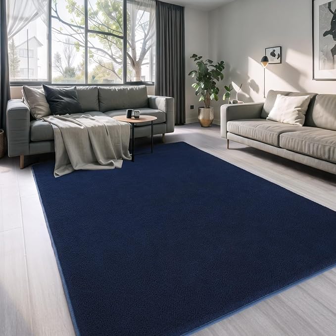 AROGAN Shag Runner Rug for Hallways, 2x6 Feet Washable Rugs, Navy Blue | Soft Washable Memory Foam Carpet for Bedroom, Non Slip Backing Runners Rug for Hallways, Kitchen, Bathroom, Entryway Home