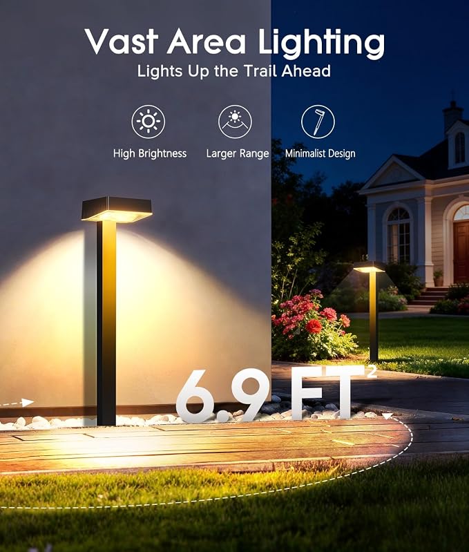ELECLINK Solar Pathway Lights Outdoor, 4 Pack Garden Lights Solar Powered Path Lights with Larger LED Lens, 2 Light Modes Waterproof Outdoor Solar Light for Yard Driveway Walkway Landscape Patio Lawn