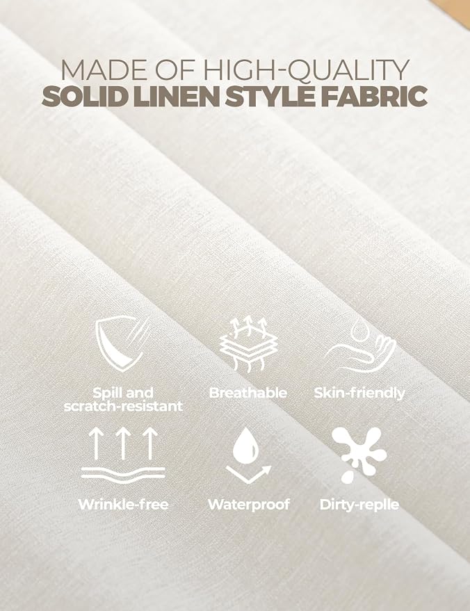 Decorelia Table Cloth for Rectangle Dining Table, Faux Linen Waterproof Texture Farmhouse Washable Rectangular Tablecloth Cover for Birthday, Party, Picnics, Wedding Decor(Ivory, 52 x70 Inch)