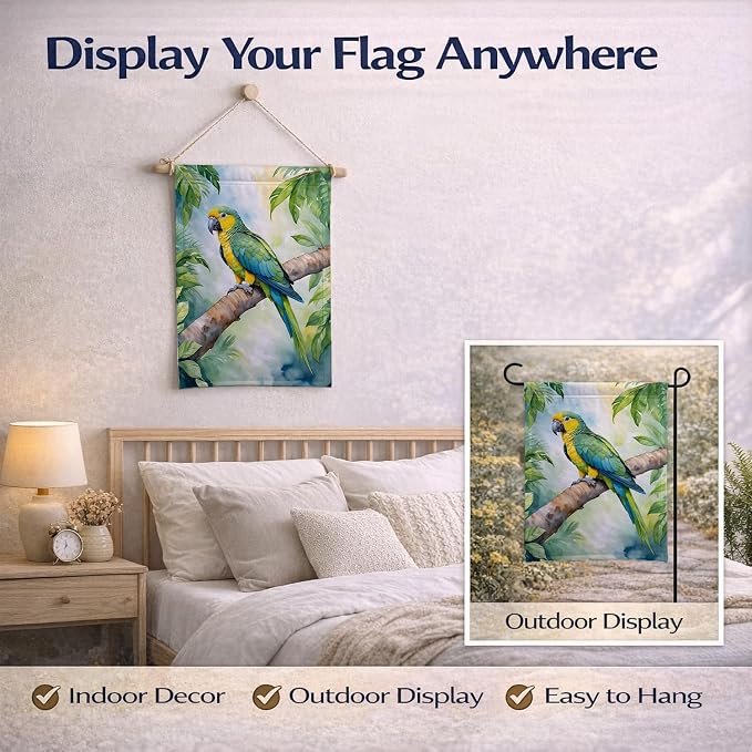 Caroline's Treasures Yellownaped Amazon Parrot Garden Flag Mailbox Flag Decorative Yard Flag Banner Outside Patio Artwork Yard Flower Beds, Garden Size, Multicolor