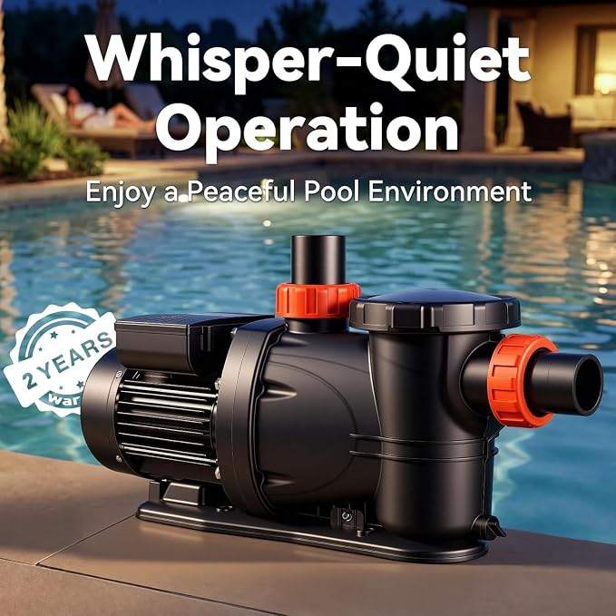 LEO 2HP In/Above Ground Pool Pump High Flow Powerful Self Priming Pool Pump, Single Speed 220V 6950GPH, Red