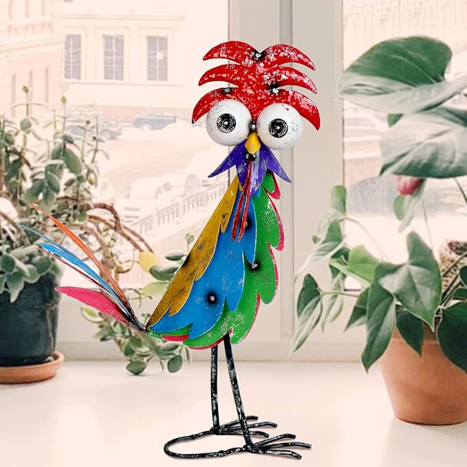 Natelf Outdoor Wacky Metal Rooster Yard Statue Decoration | Garden Statues, Chicken Figurine, Courtyard Decoration, Holiday Gift