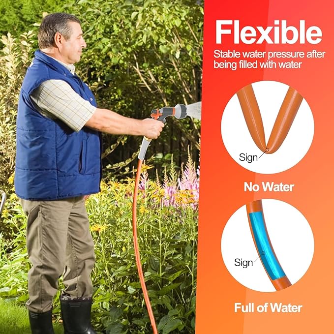SPECILITE Garden Hose 50 ft x 5/8 in Heavy Duty, Flexible and Lightweight Water Hose, Burst 600 psi, Kink-less Hybrid Rubber Hose for Backyard, 3/4'' Brass Fittings