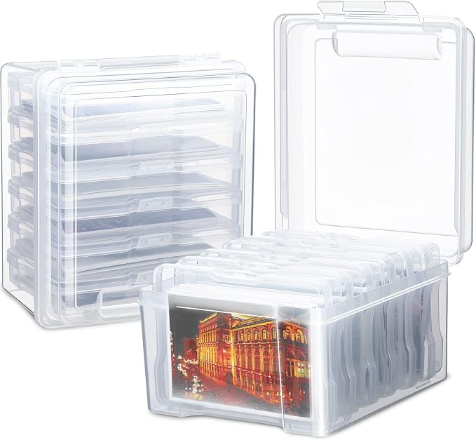 Yungyan 2 Count 4 x 6 Inch Photo Storage Boxes Craft Organizer Cases Picture 12 Inner Photo Cases Plastic Box Scrapbooking Clear Containers Storage Box for Photos Seeds Card Stamps Tasks Stickers