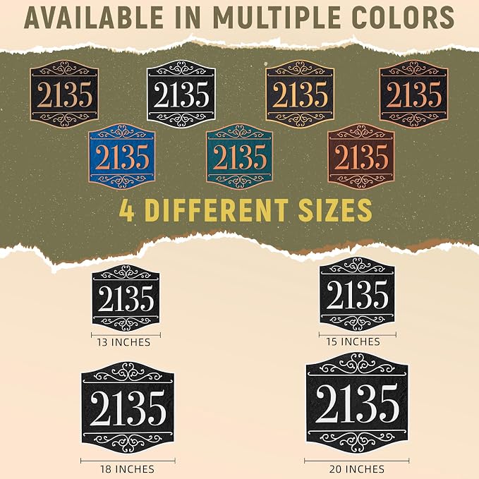 Personalized Lawn Address Sign - Custom Address Plaque,House Number Sign Plaque,House Numbers for Outside Lawn,Ground,Yard,Garden (Blue/Copper)