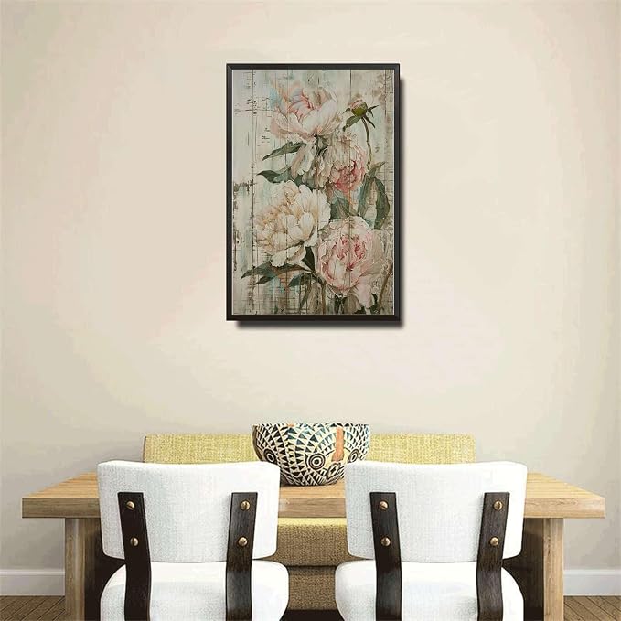 Metal Sign Tin Sign Vintage Wall Art Shabby Chic Peony Tin Sign for Floral Opulence Rustic Wall Decor and Distressed Wood Surfaces Metal Sign for Home Decor 12×16 Inches with Metal Frame
