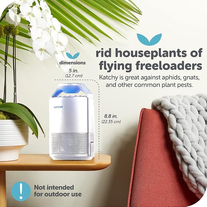 The Original Katchy Indoor Insect Trap - Fan Powered with UV Light - Fruit Fly Traps for Indoors - for Fruit Flies, Gnats, Mosquitoes, Moths (White)