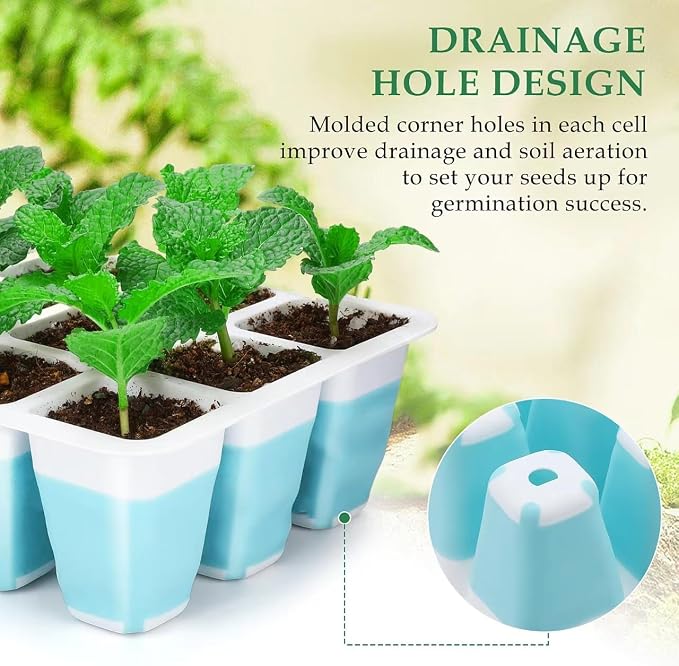 Hanaoyo 5 PCS Reusable Seed Starter Tray, 60 Cells Seed Starter Kit with Flexible Pop-Out Cells, Seedling Starter Trays for Seed Starter, Indoor Greenhouse Seeding Planting Growing