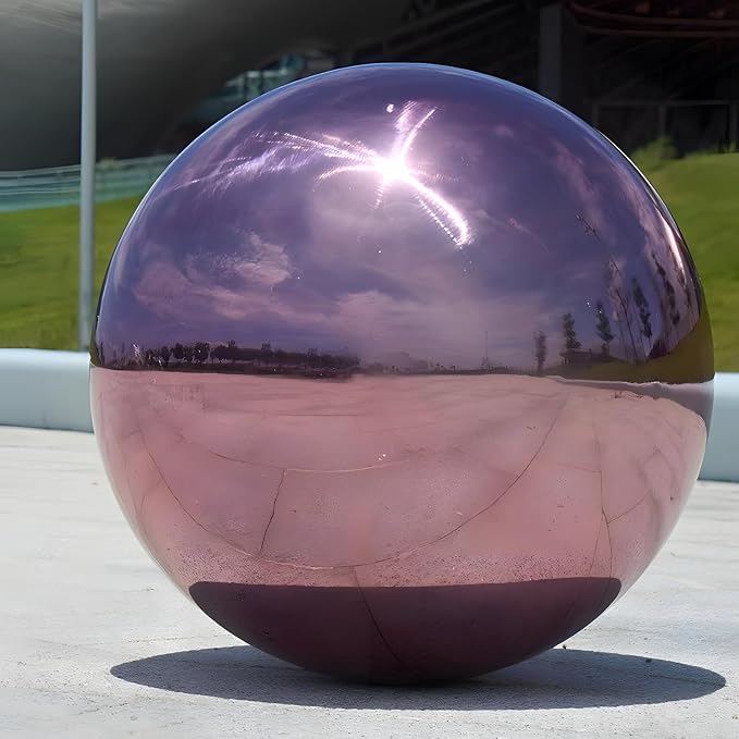 Stainless Steel Gazing Globe Mirror Ball, Decorative Gazing Balls for Garden, Reflective Smooth Garden Ball Sphere for Outdoor Yard Decoration (Purple, Dia: 6 inch)