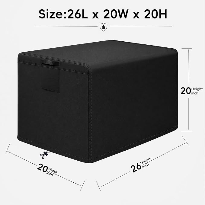 Universal Waterproof Generator Cover, 26x20x20 inch 600D Thick Oxford Fabric Outdoor Dust Snow Rain UV Proof Full Wrap Protective Cover for most Generator, Black