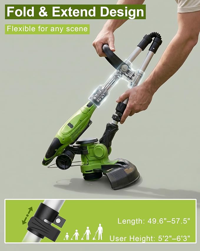 DEGGE Cordless Electric Weed Wacker, 2X 3.0Ah/ 21V/ 12" Battery Powered Weed Eater, 2 in 1 String Trimmer & Lawn Edger with Auto Feed, 650W Motor, 8 Spools for Yard Garden Sideway (Charger Included)