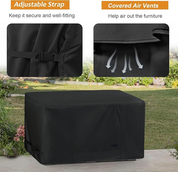 NettyPro Deck Box Cover Outdoor Waterproof Storage Bench Cover for Rectangular Deck Box, 50 x 21 x 23 inch, Black