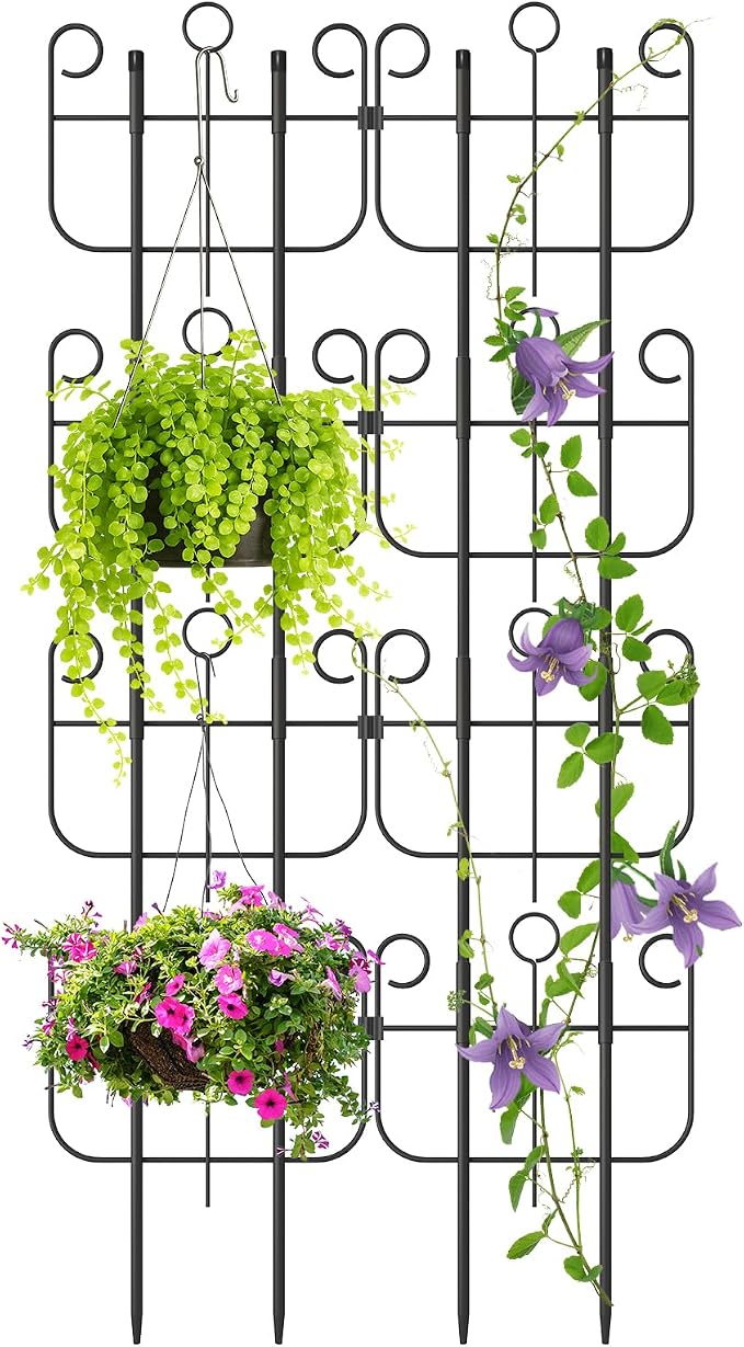 Garden Trellis for Climbing Plants Outdoor, Expandable Heavy-Duty Metal Trellis for Tall Plants, Flowers Vine Ivy, Sturdy Houseplant Pothos Plant Climber Support