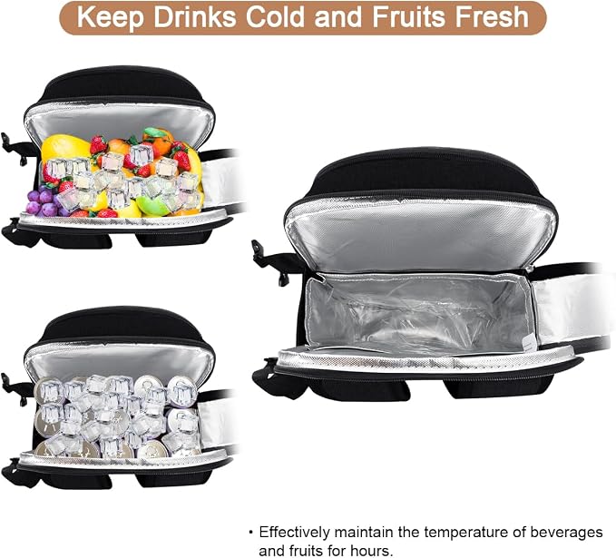 Sunflora Insulated Picnic Backpack for 2 Person Bag with Cooler Compartment, Wine Pouch, Blanket and Stainless Steel Cutlery Set for Couple, Lovers and Friends (Black)