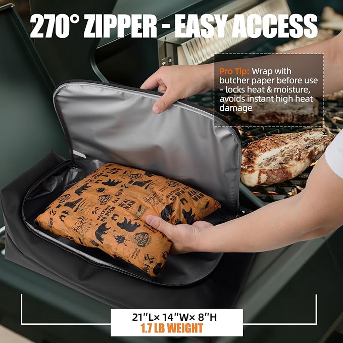 270° Opening BBQ Blanket for Resting Meat, Insulated Leak-Proof Meat Resting Bag for Brisket, Father's Day Birthday Gift for Men Dad Husband, Smoker Grilling Accessories for Kitchen Party Camping