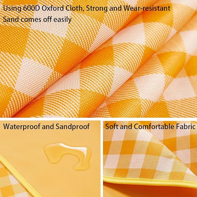 LRUUIDDE Large 80"x 60" Beach Blanket, Outdoor Picnic Blankets, Waterproof Sandproof Portable Blankets, Foldable and Lightweight for Spring Summer Camping, Beach, Park (Blue)