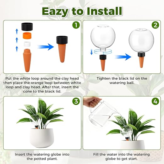4 Pcs Self Watering Globes Plastic Automatic Watering Planter for Indoor Plants 17.5 oz drip Irrigation Watering Bulbs with Slow Release Control (Pink)