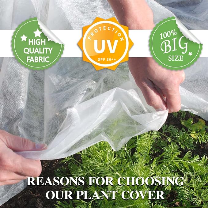 Plant Covers Freeze Protection, 10FT x 50FT 0.9oz Reusable Frost Cloth Plant Blankets Floating Row Cover for Garden Clod Winter Frost Sun Pest Protection