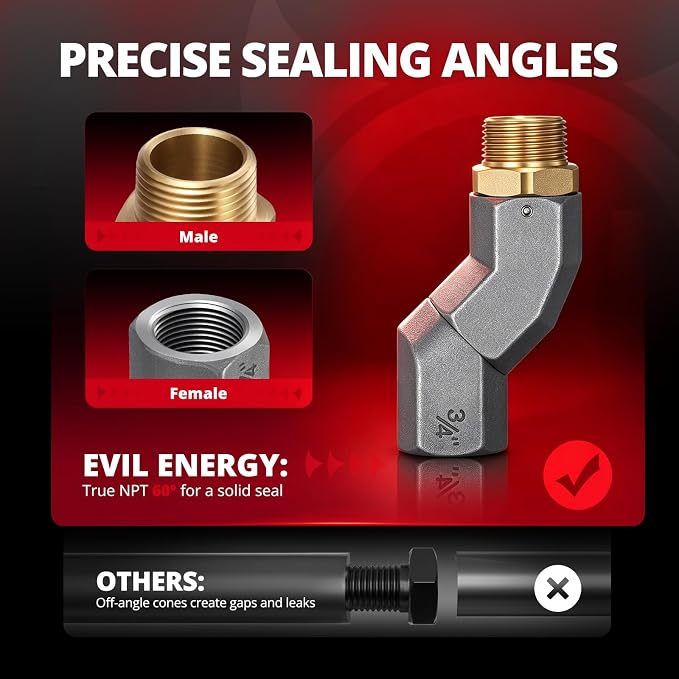 EVIL ENERGY 3/4" NPT 12PCS Fuel Transfer Hose Swivel 360 Rotating Connector for Fuel Nozzle Multi Plane Swivel
